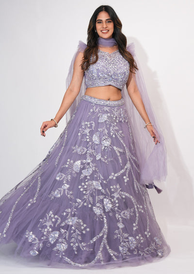 Mauve Net Crop top Set