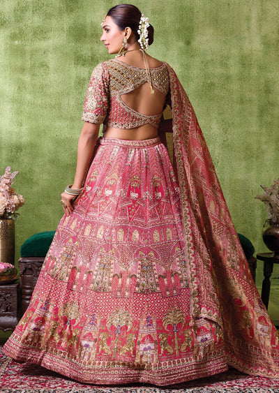 Red Tissue Lehenga Set
