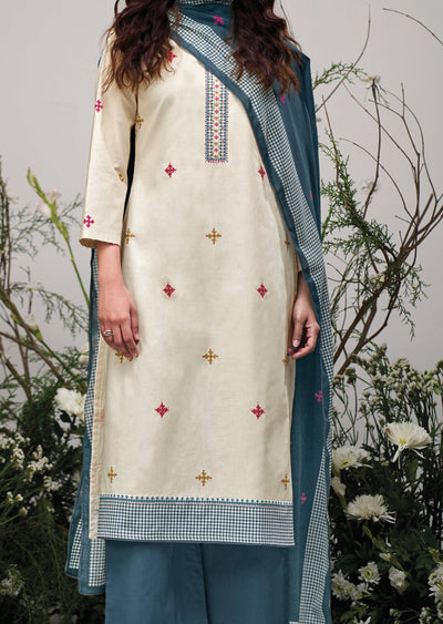 Cream Cotton Straight cut suit