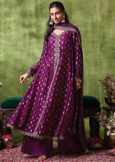 Wine Silk Anarkali Suit