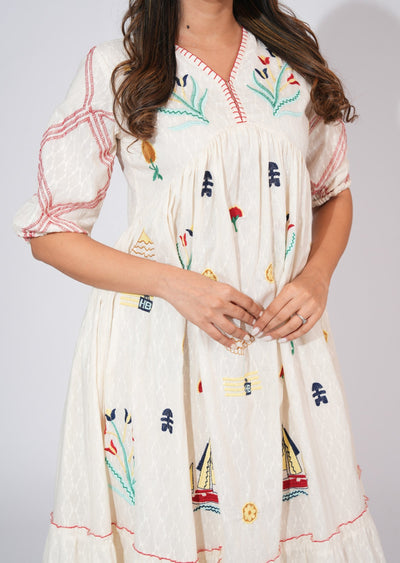 Light Beige Cotton Frock Style kurti