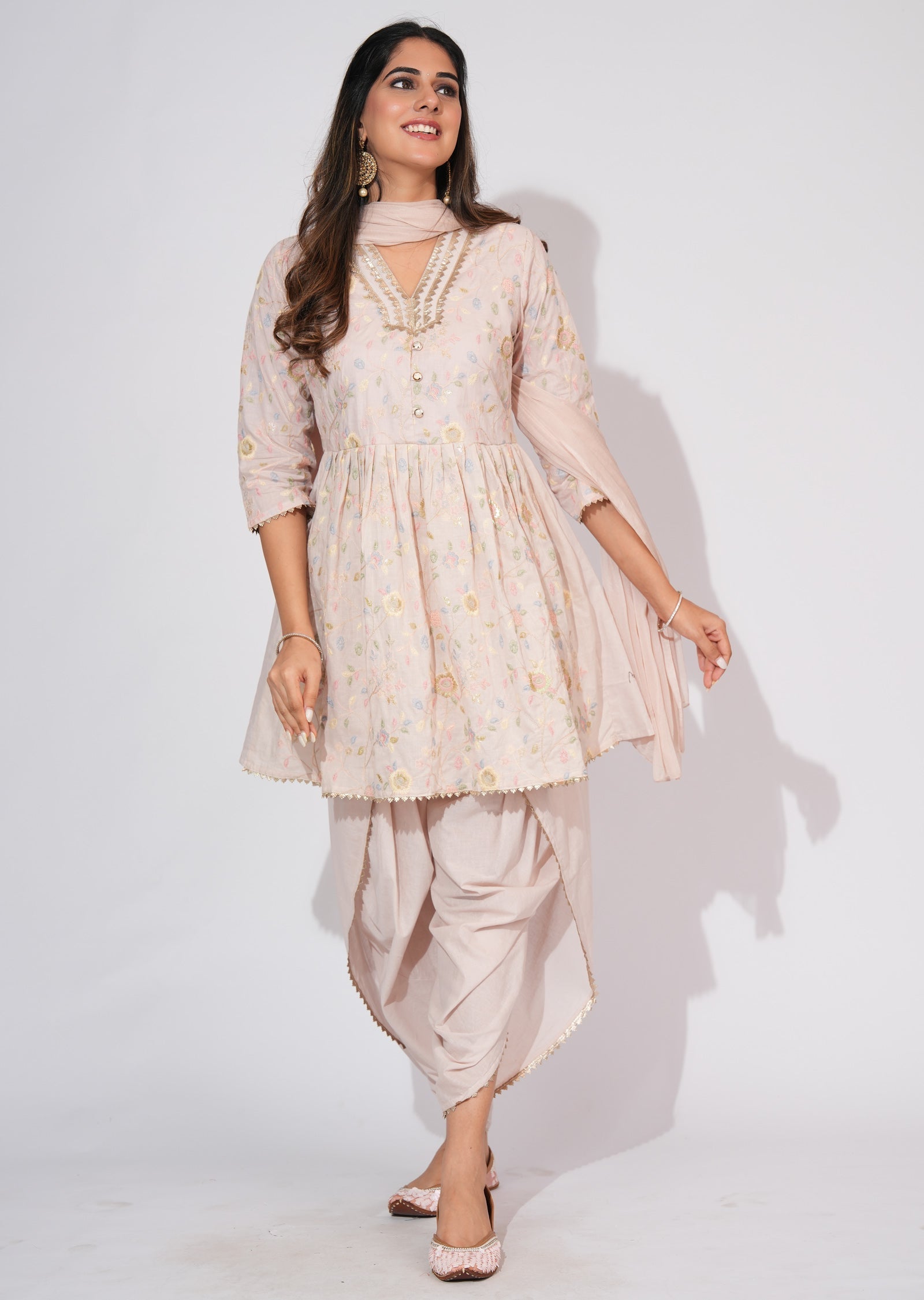 Short kali with dhoti pants suit