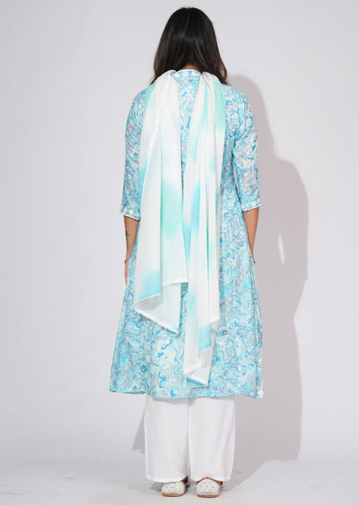 Light Blue Cotton Anarkali Suit