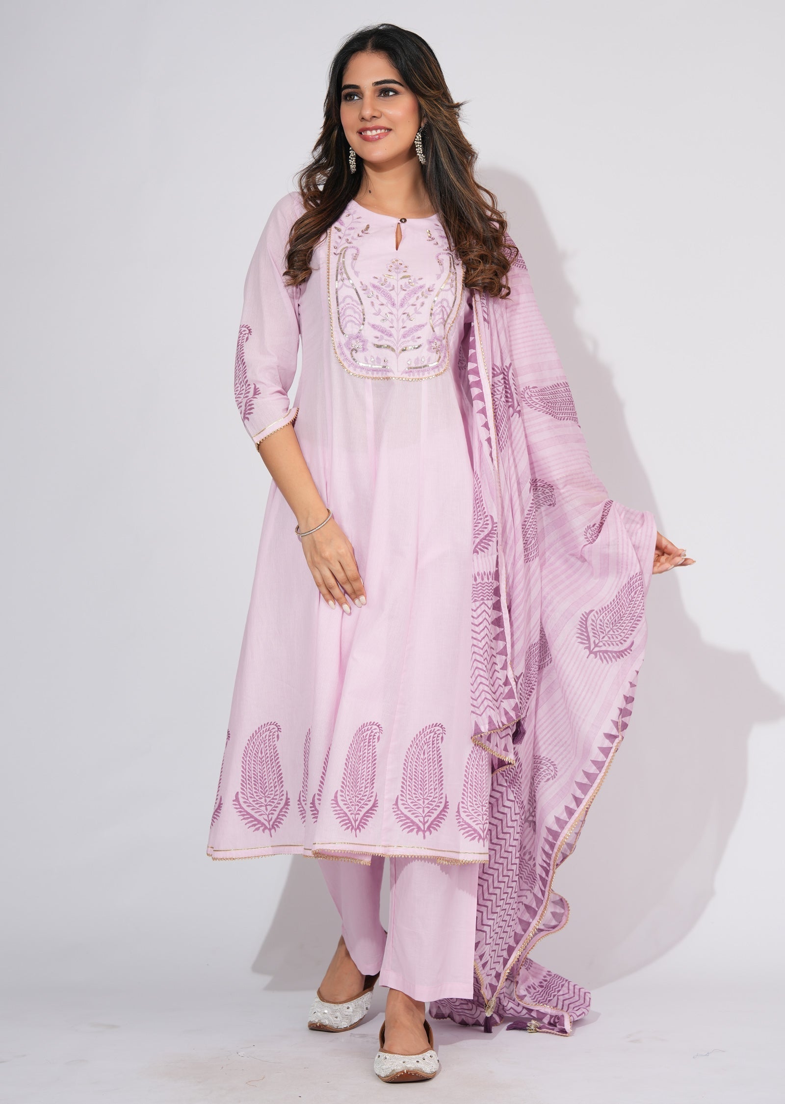 Lylac Cotton Anarkali Suit