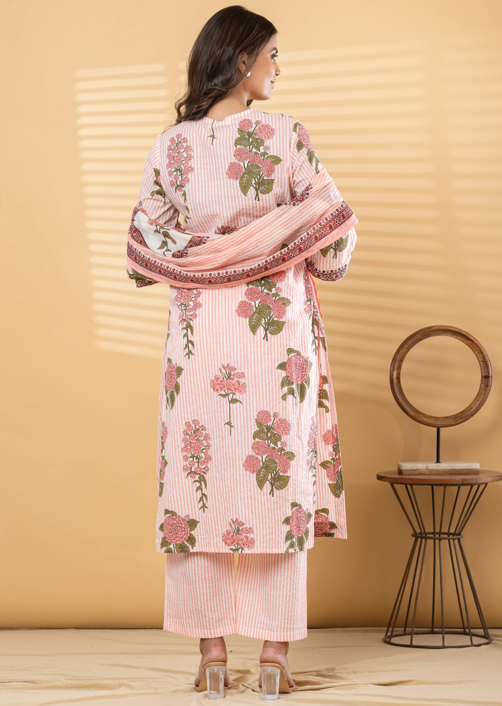Peach Cotton Straight cut suit