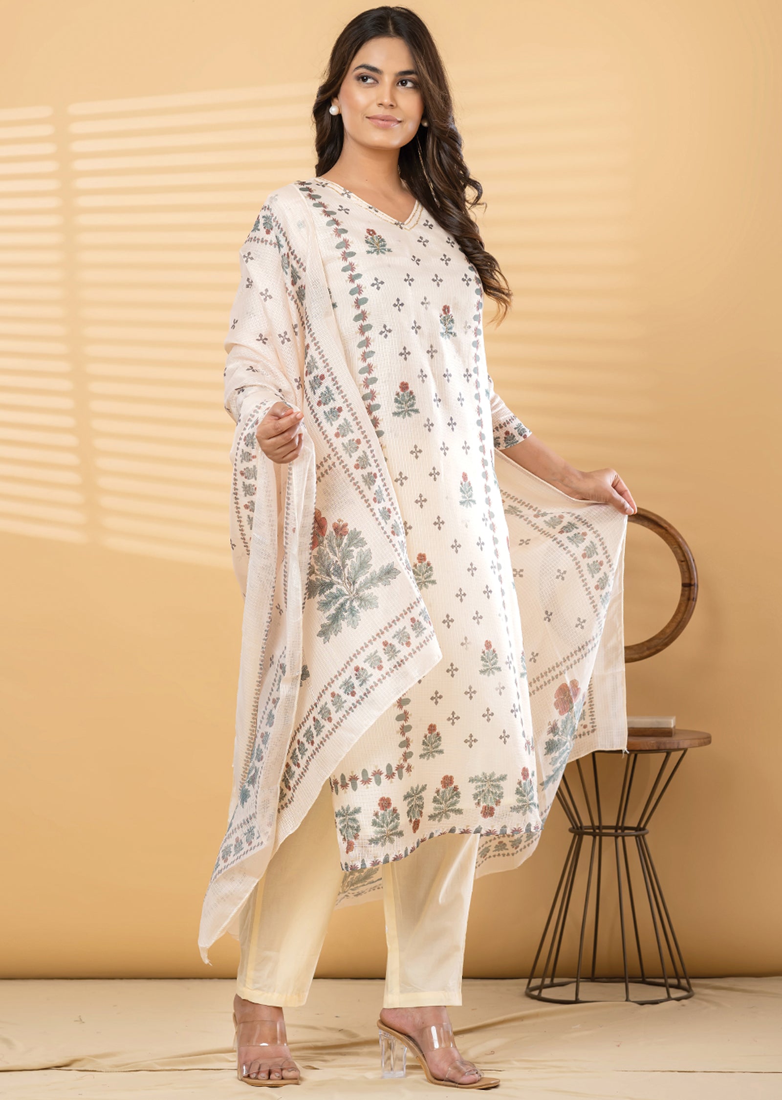 Beige Kota Straight cut suit
