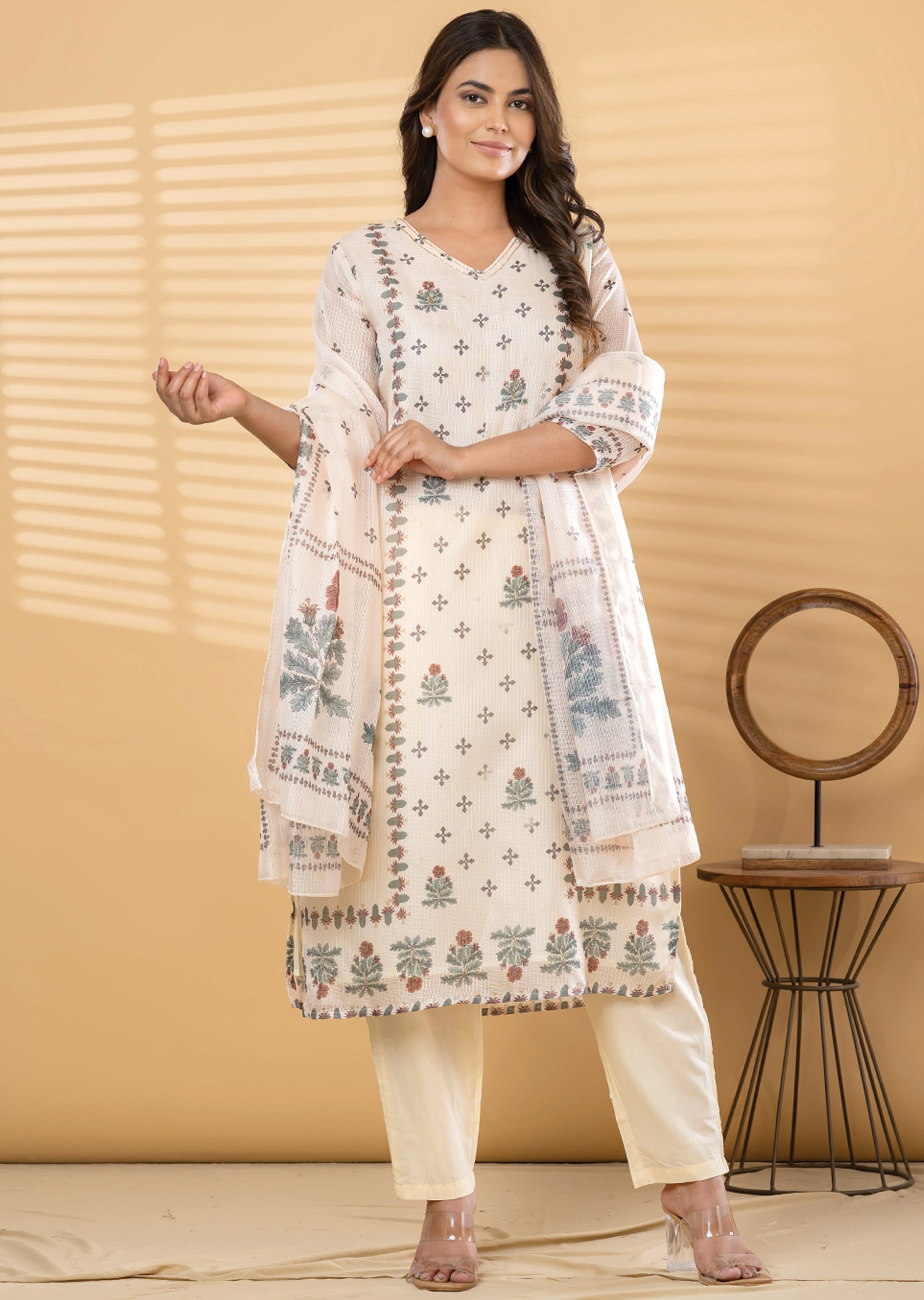 Beige Kota Straight cut suit