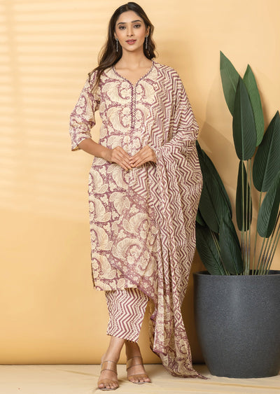 Lavender Cotton Straight cut suit