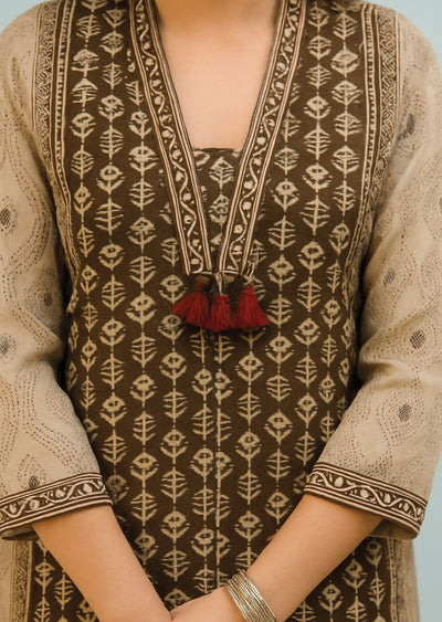Brown Cotton Anarkali Suit