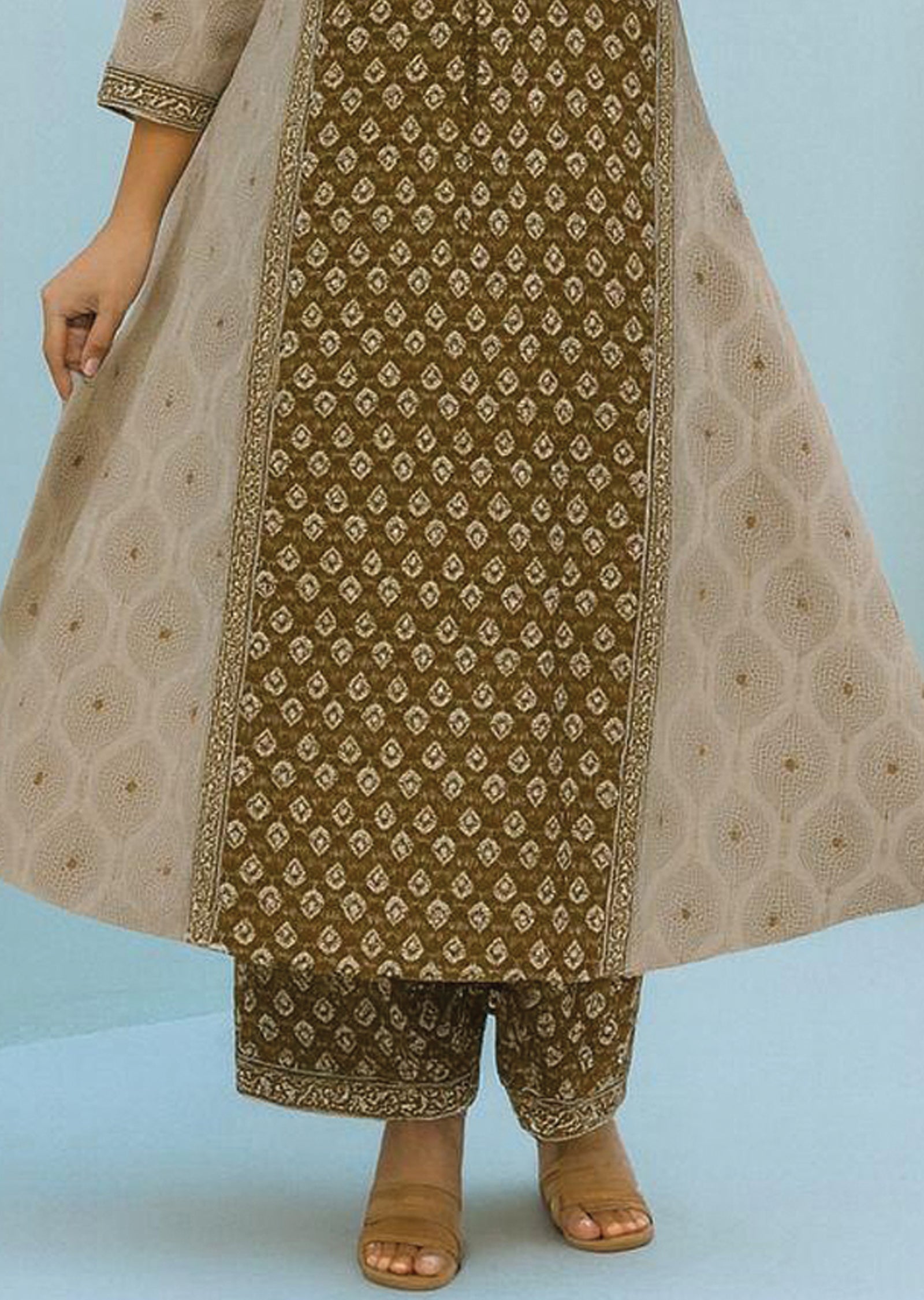 Brown Cotton Anarkali Suit