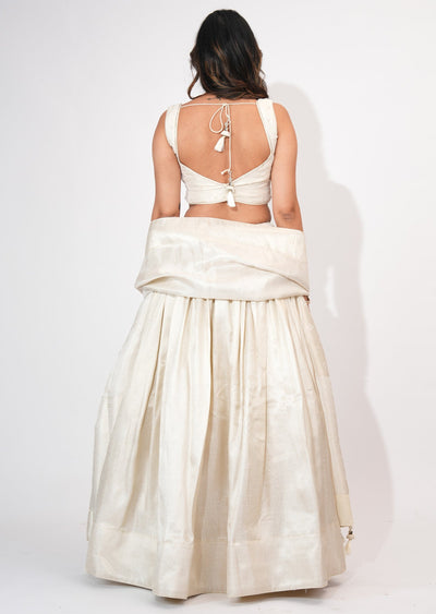 Cream Tissue Crop top Set
