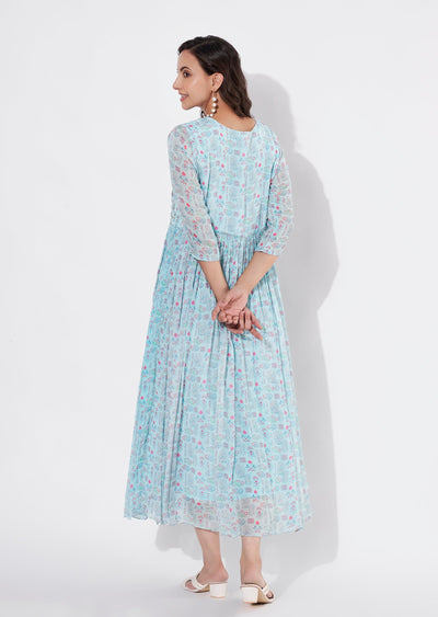 Sea Green Chinnon Long kurti