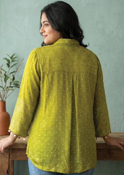 Mehndi Green Muslin Short kurti