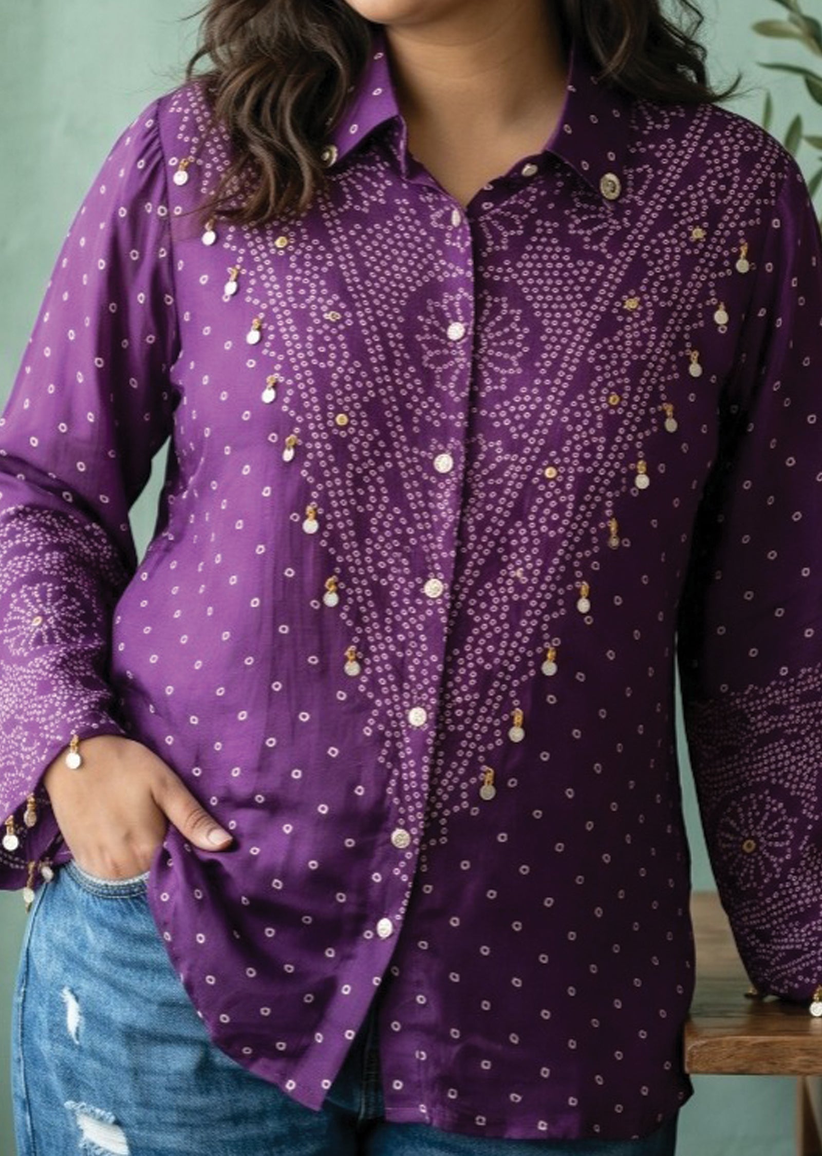 Purple Muslin Short kurti
