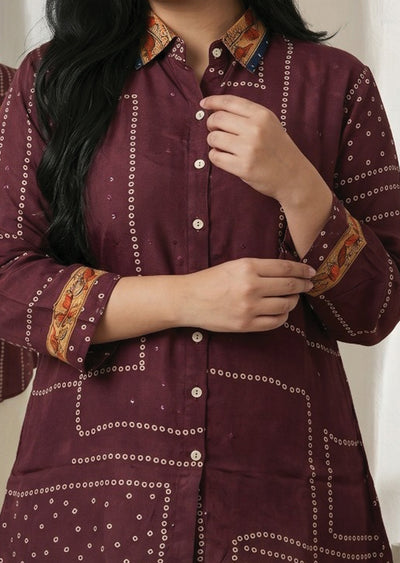 Maroon Muslin Short kurti