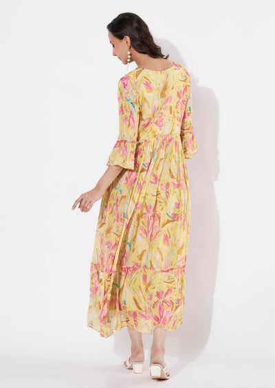 Yellow Chinnon Long kurti