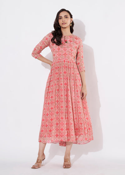Pink Chinnon Long kurti