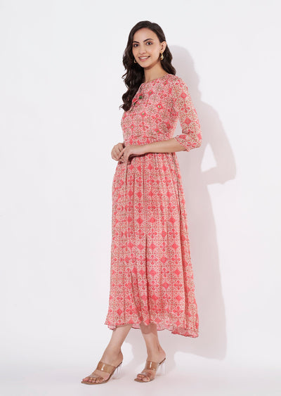 Pink Chinnon Long kurti