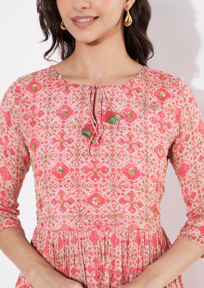 Pink Chinnon Long kurti