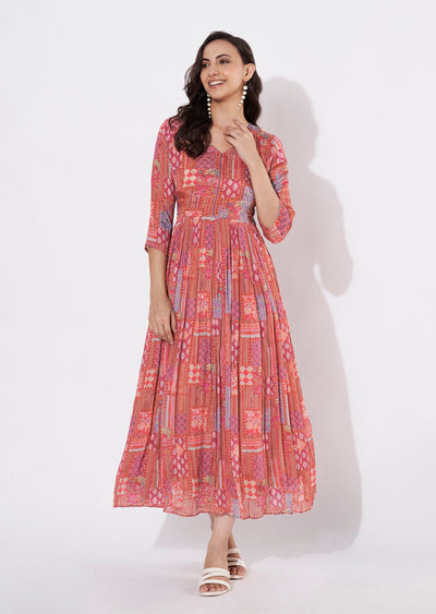 Rust Chinnon Long kurti