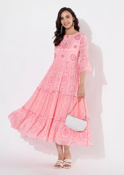 Pink Chinnon Long kurti