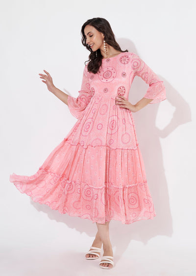 Pink Chinnon Long kurti