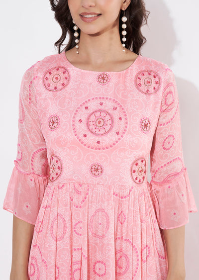 Pink Chinnon Long kurti