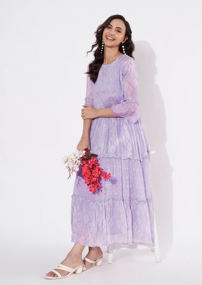 Light Purple Chinnon Long kurti