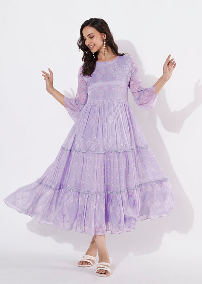 Light Purple Chinnon Long kurti