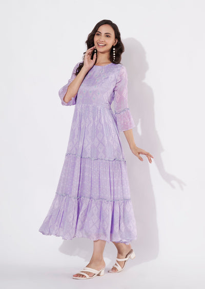 Light Purple Chinnon Long kurti