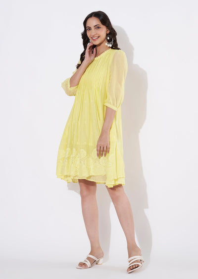 Yellow Cotton Frock style kurti