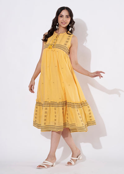 Light Mustard Cotton Frock style kurti