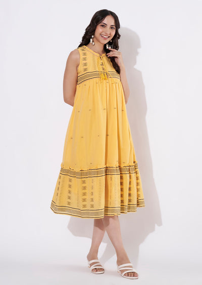 Light Mustard Cotton Frock style kurti