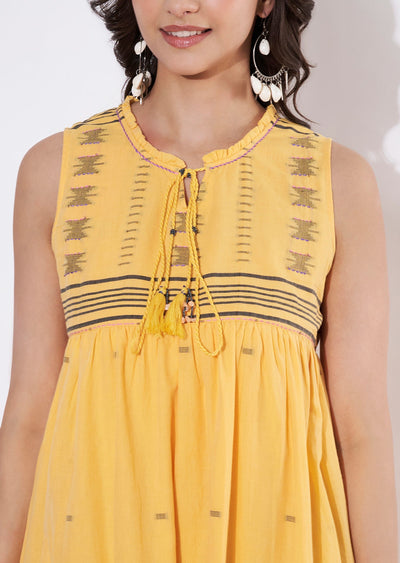 Light Mustard Cotton Frock style kurti