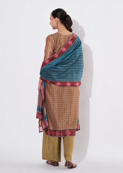 Light Brown Chanderi Straight cut suit