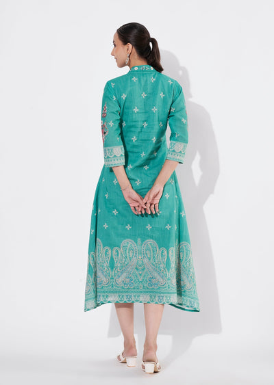 Sea Green Cotton Long kurti