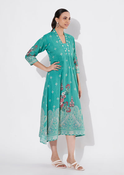 Sea Green Cotton Long kurti