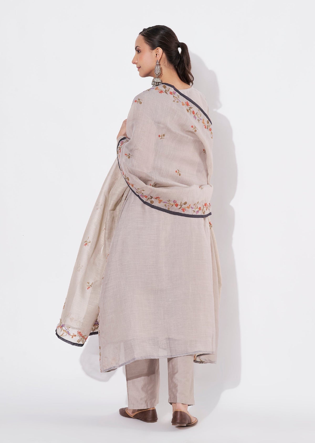 Grey Jute Anarkali suit