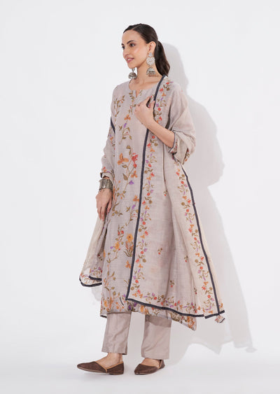 Grey Jute Anarkali suit