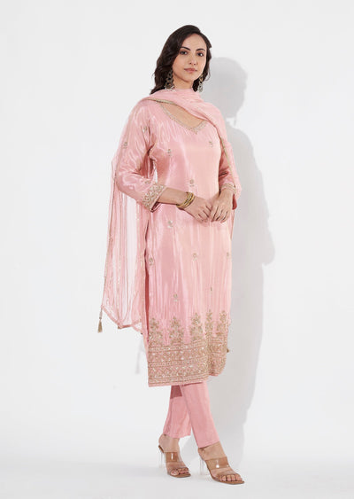 Light Pink Tissue Straight cut suit