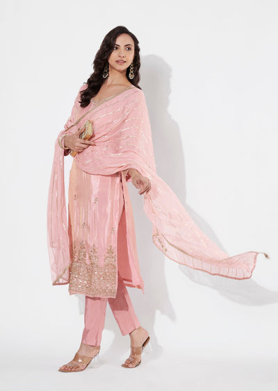 Light Pink Tissue Straight cut suit
