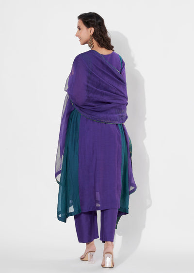 Purple Mul Chanderi Anarkali suit