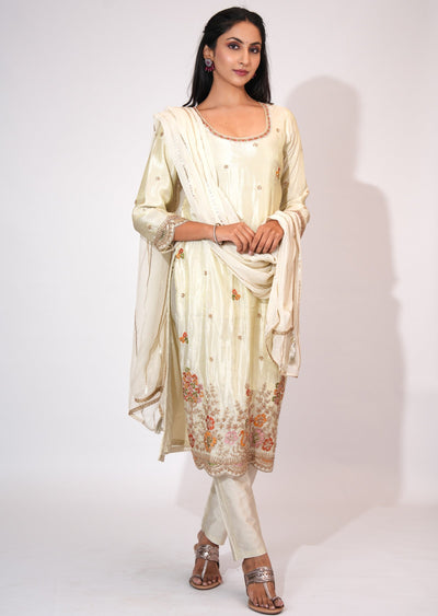 Cream Tissue Straight cut suit