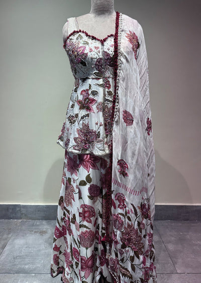 Cream Georgette Sharara Set
