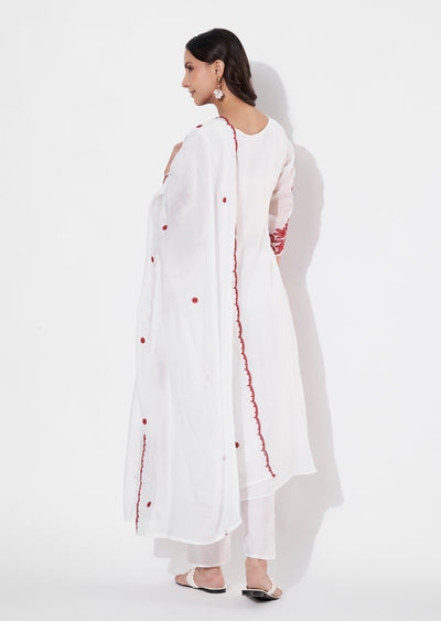 Off white Mul Chanderi Anarkali suit