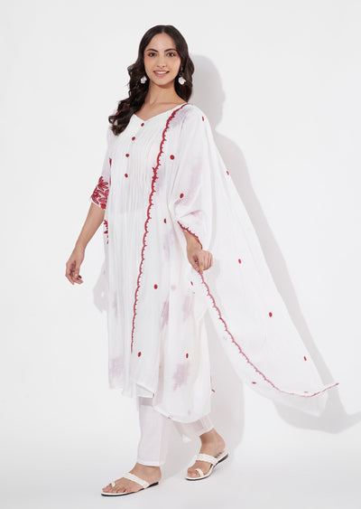 Off white Mul Chanderi Anarkali suit