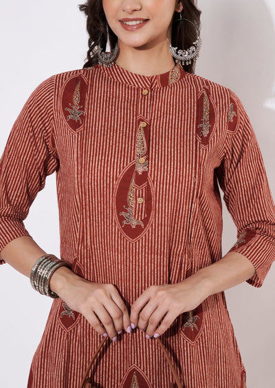 Maroon Cotton Kurti set