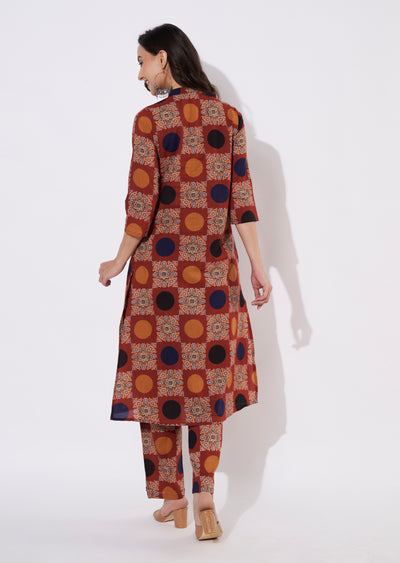 Rust Cotton Kurti set