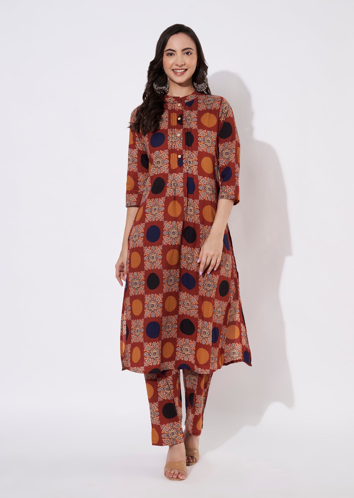 Rust Cotton Kurti set