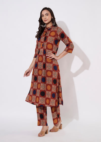 Rust Cotton Kurti set